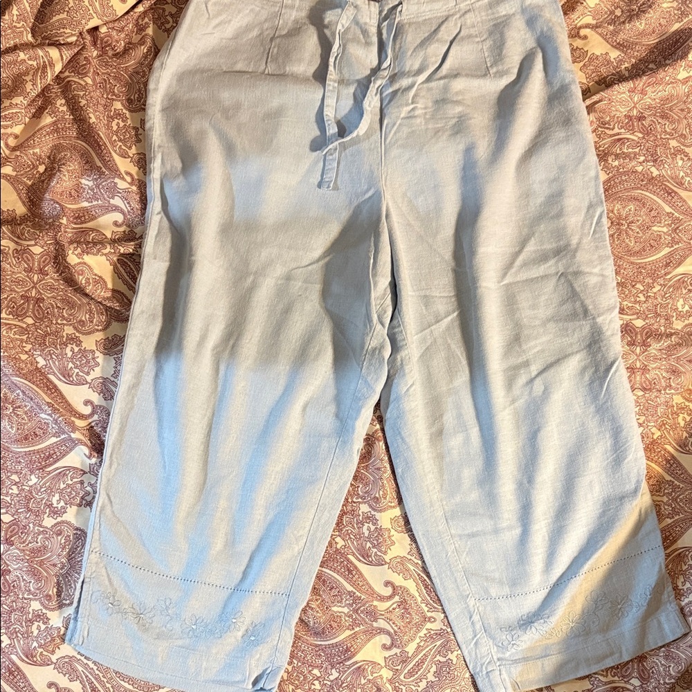 Fashion Bug Sky Blue Linen-Blend Pants​